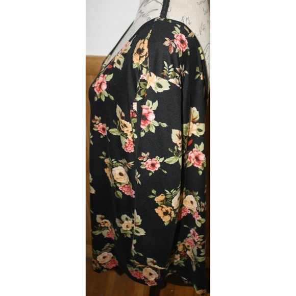 Marci Floral Blouse Women's Plus Sz 3X LS Black Pink Comfy Relaxed Fit GUC - Picture 5 of 6